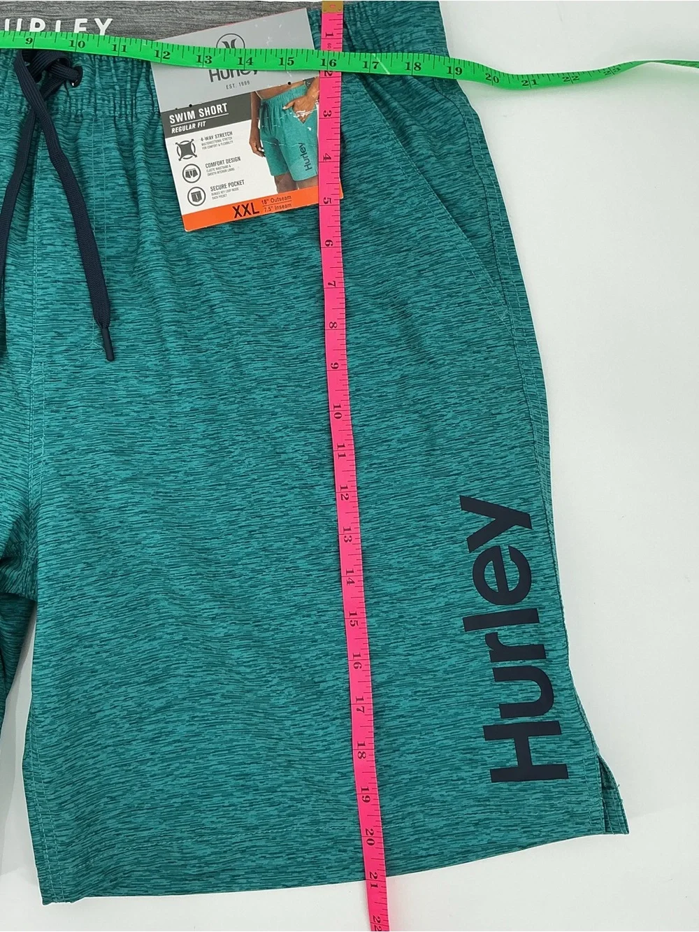 Hurley Men’s Teal Athletic Swim Drawstring Shorts